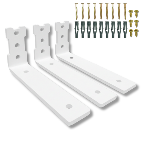 Kit 3 Suportes 15cm de Parede Formato L Mão Francesa Par Prateleira Moderna Aço Durável Branco