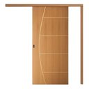 Ver imagem 1 de Porta de Correr Frisada Natural Kit de Madeira com Fechadura 210x92 Cm-01