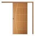 Ver imagem 1 de Porta de Correr Frisada Natural Kit de Madeira com Fechadura 210x92 Cm-01