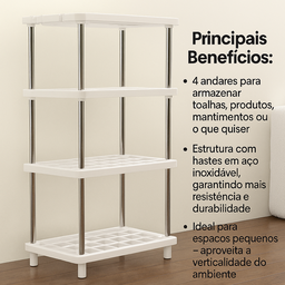 Estante Prateleira Multiuso Organizadora Multiuso 4 Andares Banheiro Cozinha - 2