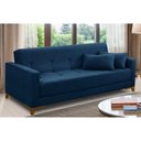 Ver imagem 1 de Sofá Cama 3 Lugares 2,00m Agnes Suede Azul Adonai Estofados