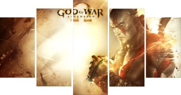 Quadro Mosaico God Of War 5 Peças 1,20x0,70cm Gow 03 - 2