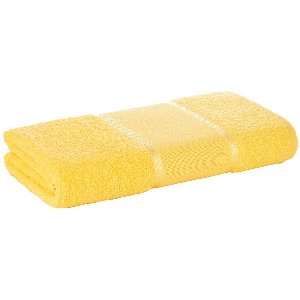 Toalha de Banho Artesanato Belíssima Bordar Ponto Cruz Perfeito Estilo Amarelo