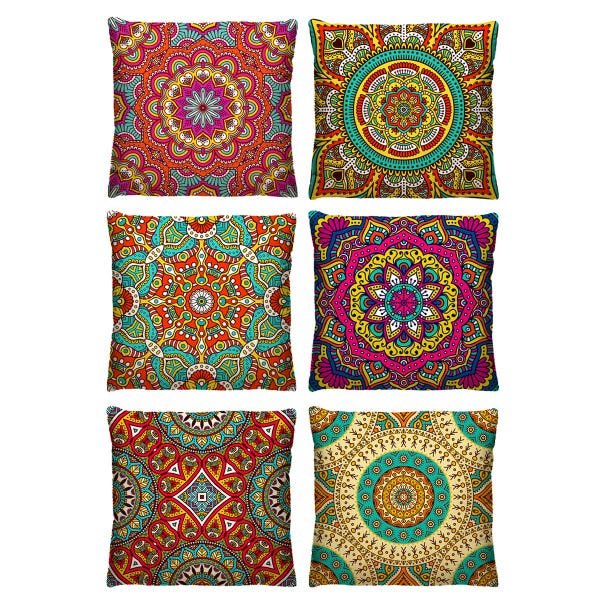 Kit 6 Almofadas Decorativas Mandala para Sala 40cm XXVI - 1