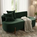 Ver imagem 1 de Sofá Orgânico 2 Lugares com 2 Almofadas Curvo Sala Recepção Veludo Verde - Montanaris Decor
