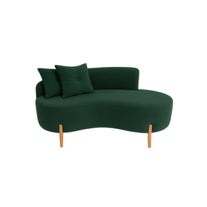 Sofá Orgânico 2 Lugares C/2 Almofadas Curvo Sala Recepção Veludo Verde - Montanaris Decor