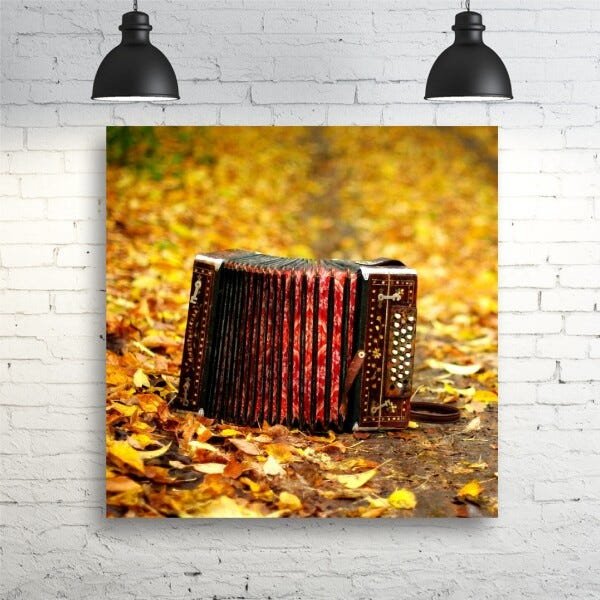 Quadro Sanfona Acordeon Música Instrumentos 60x60 em Tecido - 3