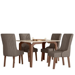 Conjunto Sala de Jantar Kira 1,10 com 04 Cadeiras Amendoa 01a