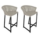 Ver imagem 1 de Kit 2 Banquetas Reis em Corda Náutica e Base em Alumínio Preta para Área Gourmet - Externa Areia