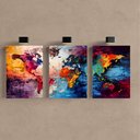 Ver imagem 4 de Kit3 Quadro Decorativo Mapa Mundi Países Geografia Colorido 28x20cm