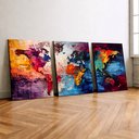 Ver imagem 2 de Kit3 Quadro Decorativo Mapa Mundi Países Geografia Colorido 28x20cm