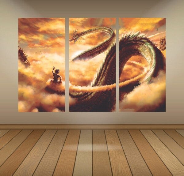 Quadro Dragon Ball Z Dbz Triplo Shenlong - 1