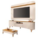 Ver imagem 1 de Rack Bancada Elara e Painel Armony com Mesa de Centro Liz Off White Cinamomo - Hb Móveis
