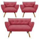 Ver imagem 1 de Kit 01 Namoradeira e 02 Poltronas Anitta Suede Pés Palito
