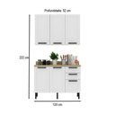 Ver imagem 4 de Cozinha Compacta Americana Grazi 5 Portas 3 Gavetas com Tampo Branco/Carvalho Tropical - Tecno Mobil