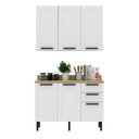 Ver imagem 2 de Cozinha Compacta Americana Grazi 5 Portas 3 Gavetas com Tampo Branco/Carvalho Tropical - Tecno Mobil