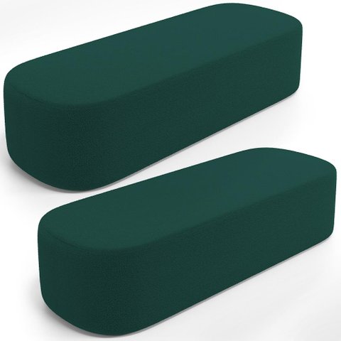 Kit 02 Puffs Decorativos Orgânicos para Living Quarto 140cm Doha W01 Bouclê Verde - Lyam Decor