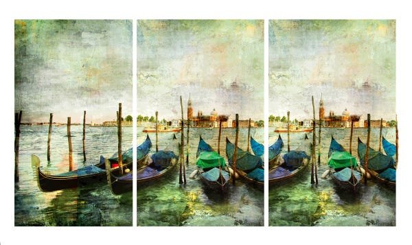 Quadro barcos Veneza 3 peças 70x150 - 1