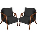 Ver imagem 1 de Kit 2 Poltronas Decorativa Shine Pé Castanho - Preto Suede