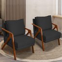 Ver imagem 6 de Kit 2 Poltronas Decorativa Shine Pé Castanho - Preto Suede
