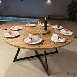 Mesa Estilo Industrial Redonda 160cm - Com Prato Giratório - Antíqua. - 5