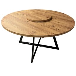 Mesa Estilo Industrial Redonda 160cm - Com Prato Giratório - Antíqua. - 3