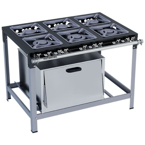 Fogão Industrial Stori Premium 6 Bocas 30x30 Forno M19 Pintado Metalmaq