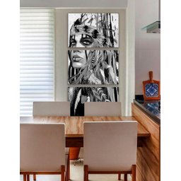 Quadro Canvas India Nativa Preto E Branco Menor - 2