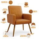 Ver imagem 6 de Kit 03 Poltronas Decorativa para Sala de Estar Maria W01 Pés Palito Couríssimo Whisky - Lyam Decor