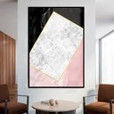 Ver imagem 1 de Quadro Decorativo Geométrico Mármore Preto, Branco e Rosa em Moldura Caixa Tacolado Moldura Trad 1cm