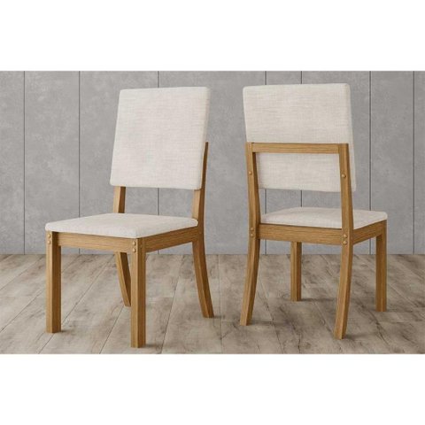 Kit 2 Cadeiras Sala Jantar Mila 2 Un Nature/Veludo Light Linho - Henn