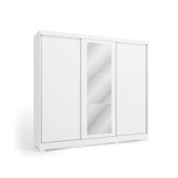 Guarda-roupa Casal 100% Mdf Kappesberg C/pés e 3 Espelhos 3 Portas de Correr 8 Gavetas Branco - 2