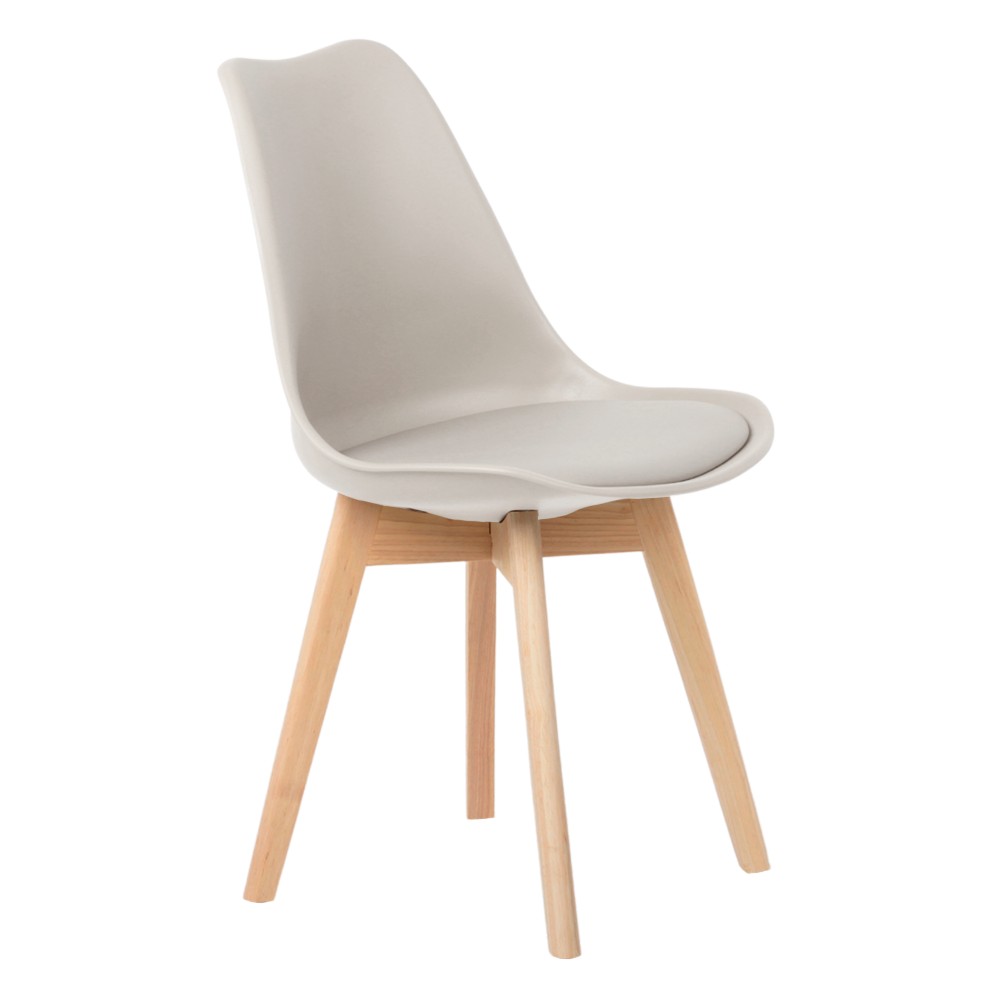 Cadeira de Jantar Eames Wood Leda Design Estofada Nude - 1