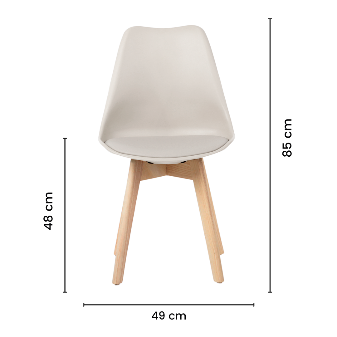 Cadeira de Jantar Eames Wood Leda Design Estofada Nude - 8