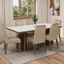 Ver imagem 1 de Conjunto Sala de Jantar Tampo de Madeira 6 Cadeiras Rustic/Branco/Imperial Sarlat Madesa