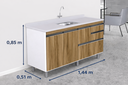 Ver imagem 4 de Gabinete Cozinha Mdp 1,44m Elegance com 6 Pés e Amplo Espaço:nogal