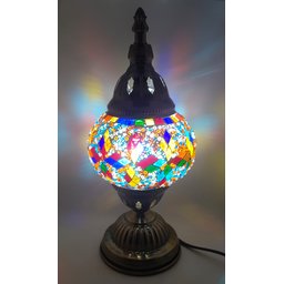 Abajur Turco Mosaico Metal Vidro Mesclado Bivolt 28 cm TL3 - 2