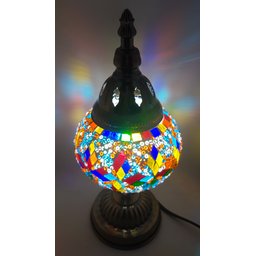 Abajur Turco Mosaico Metal Vidro Mesclado Bivolt 28 cm TL3 - 5