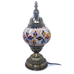 Abajur Turco Mosaico Metal Vidro Mesclado Bivolt 28 cm TL3 - 1