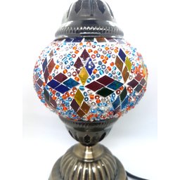 Abajur Turco Mosaico Metal Vidro Mesclado Bivolt 28 cm TL3 - 4