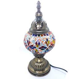 Abajur Turco Mosaico Metal Vidro Mesclado Bivolt 28 cm TL3 - 3