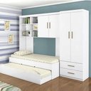 Ver imagem 1 de Jogo de Quarto Chiara 4 Peças - Roupeiro 2 portas, Módulo Aéreo e Cama com Auxiliar - Phoenix Baby