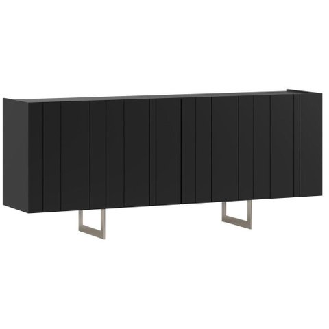 Aparador Buffet Luna Retangular MDF 180cm Preto New Ceval Móveis