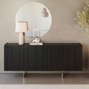 Ver imagem 3 de Aparador Buffet Luna Retangular MDF 180cm Preto New Ceval Móveis