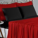 Ver imagem 3 de Jogo de Cama Casal Viúva Nobre 4 Peças Malha 100% Algodão - Vermelho / Preto