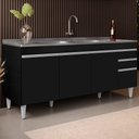 Ver imagem 3 de Balcão Gabinete Com Pia 180cm Dallas Preto - Lumil Lumil Móveis