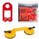 Ver imagem 1 de Ventosa Dupla para Vidro Gesso Mármore Metal Piso + Nivelador para Pisos e Azulejos 1,5mm Vermelho P
