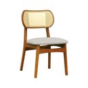 Ver imagem 1 de Cadeira Organik Encosto Anatômico Telinha Rattan Natural - Amêndoa - Linho Bege Mescla Impermeável