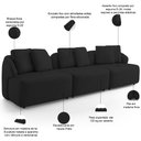 Ver imagem 4 de Sofá 4 Lugares para Sala de Estar Living 288cm Arlo F04 Veludo Preto Tc-12011 - Lyam Decor