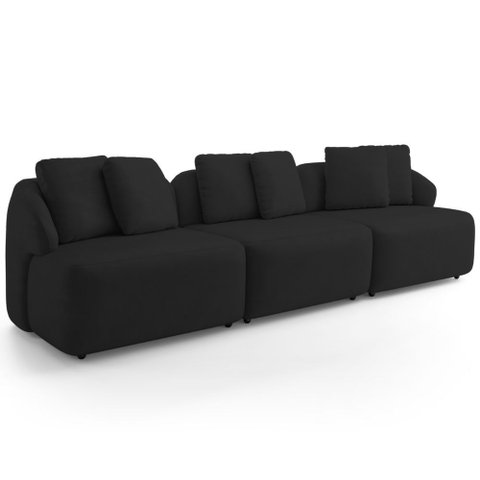 Sofá 4 Lugares para Sala de Estar Living 288cm Arlo F04 Veludo Preto Tc-12011 - Lyam Decor